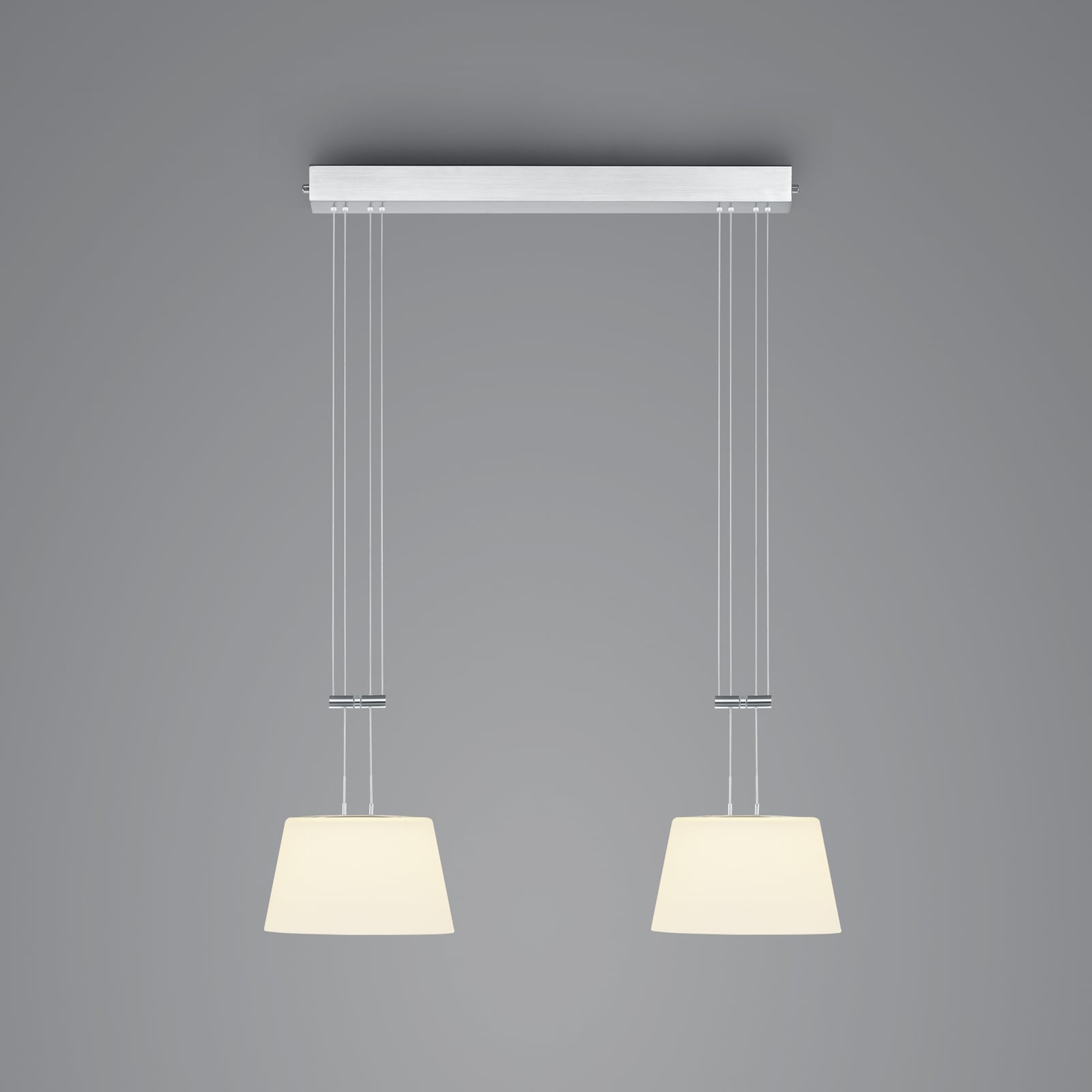 LED pendellampe Conus 2-lys matt nikkel opalglass detalj av glasskjerm
