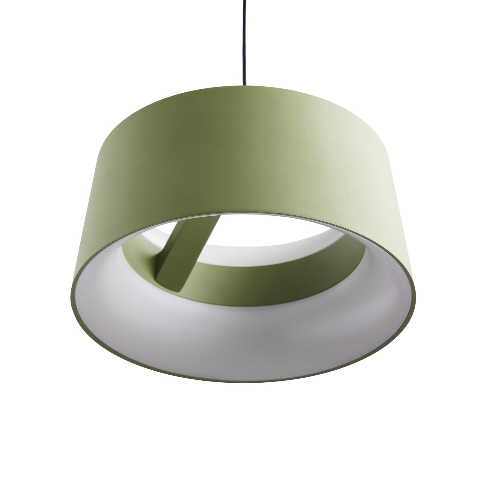 Detalj av ringformet LED pendellampe Cookie grønn aluminium