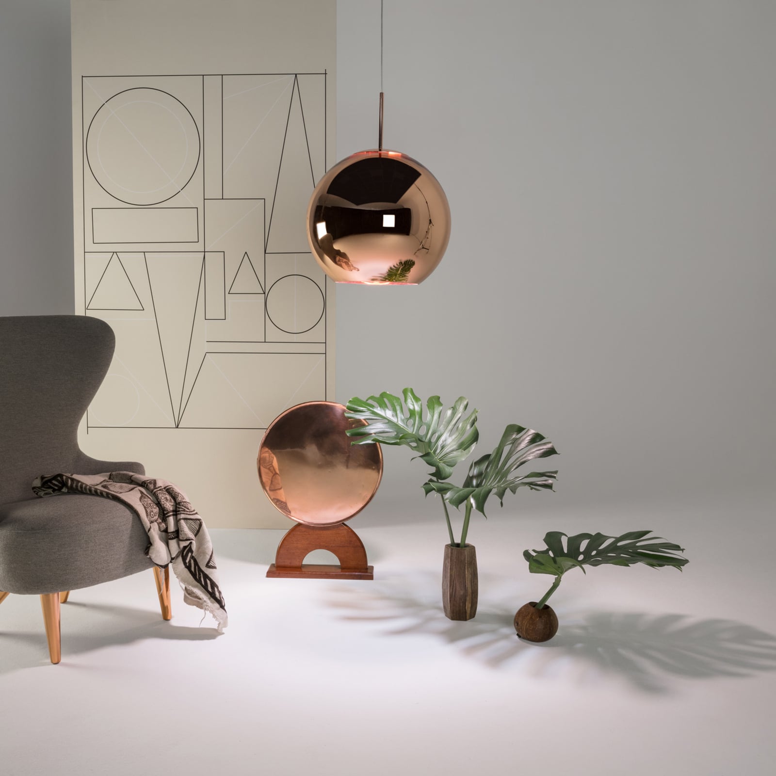 LED pendellampe Copper Round dimbar Ø45 cm kobber forfra