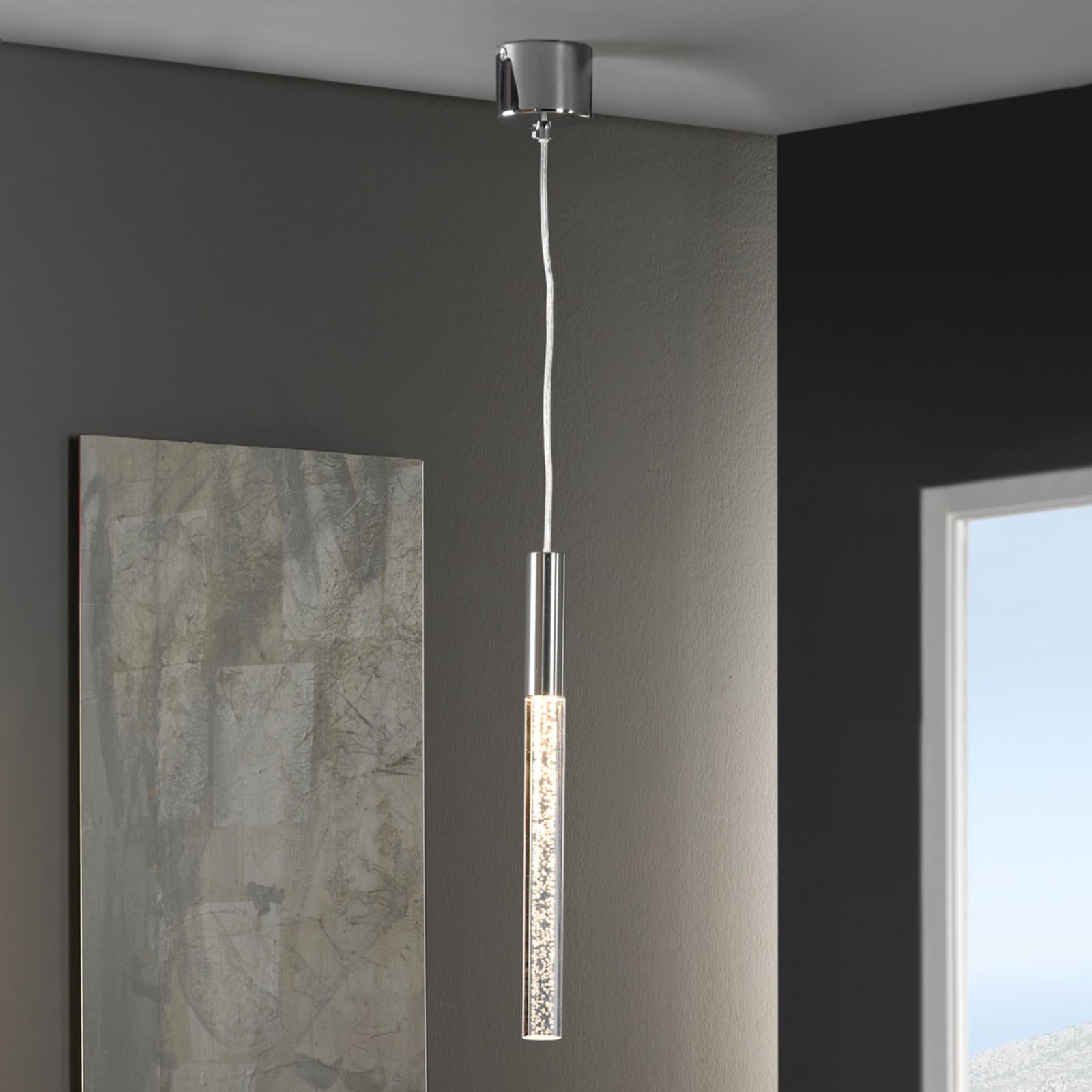 LED pendellampe Cosmo akryl krom bakside