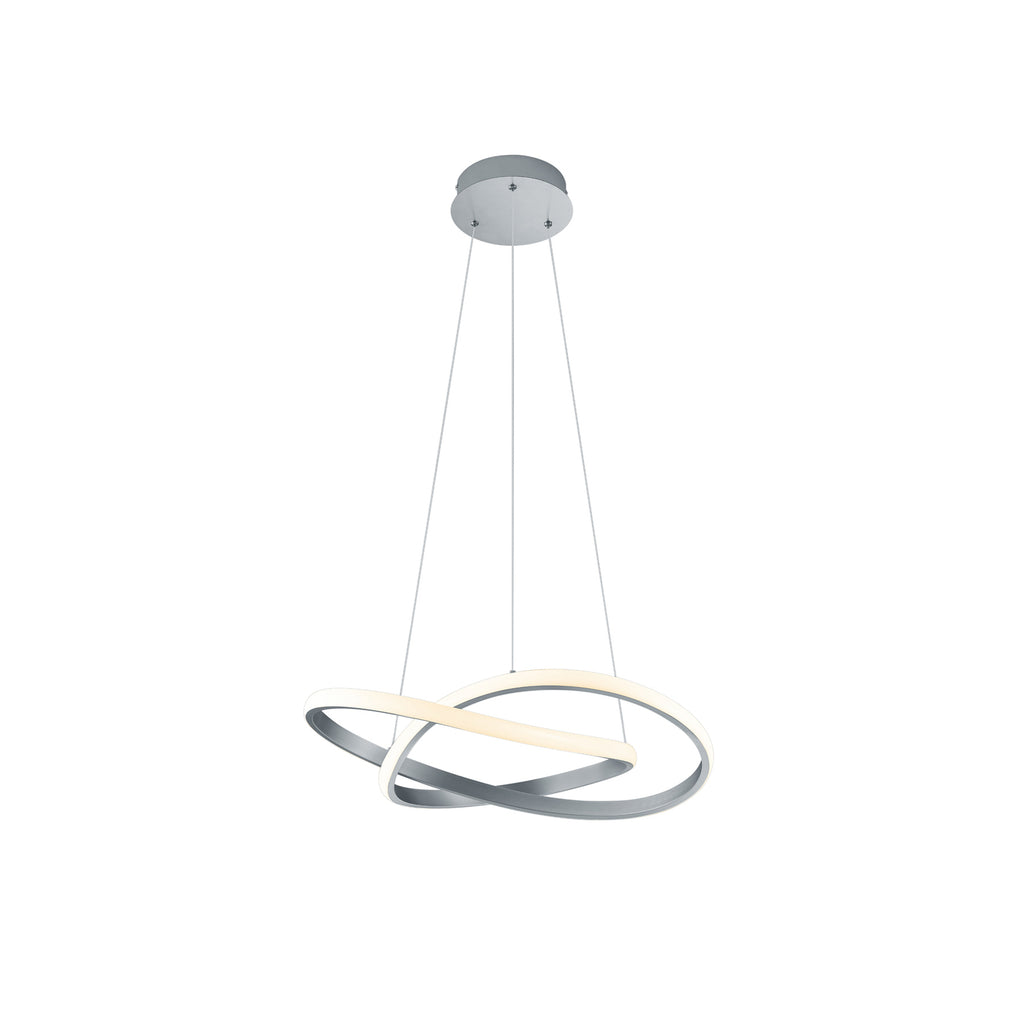 LED pendellampe Course dimbar matt nikkel Ø60 cm montert i rom