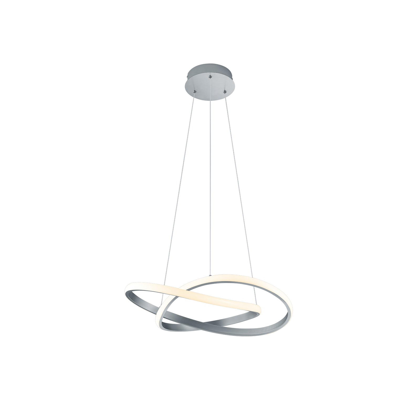 LED pendellampe Course dimbar matt nikkel Ø60 cm montert i rom