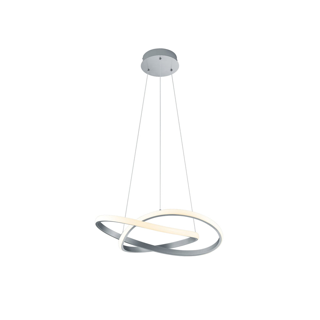 LED pendellampe Course dimbar matt nikkel Ø60 cm montert i rom