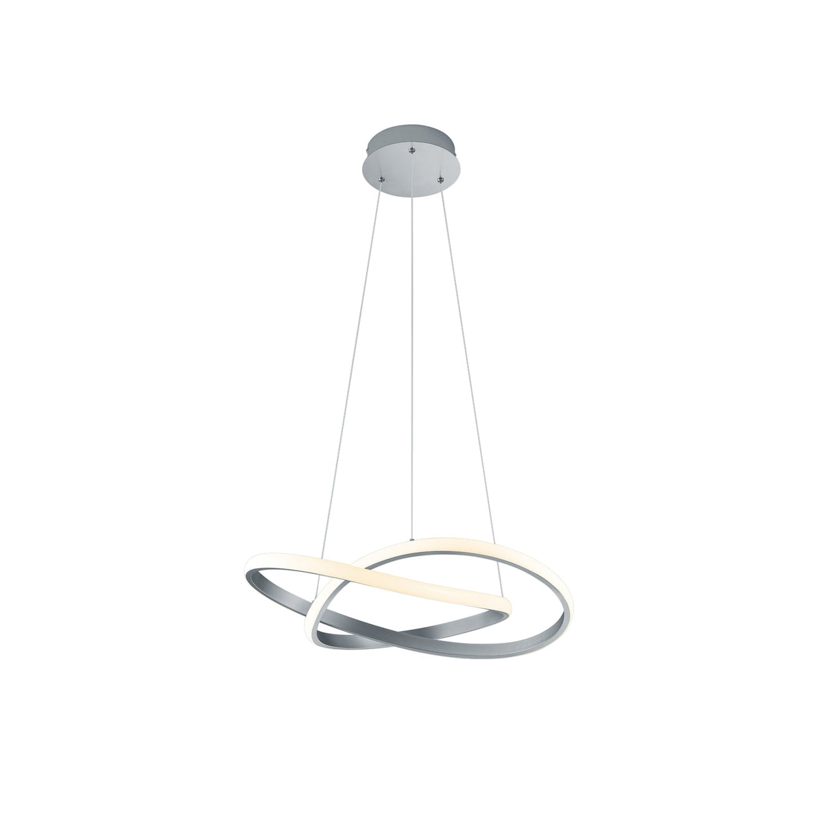 LED pendellampe Course dimbar matt nikkel Ø60 cm montert i rom