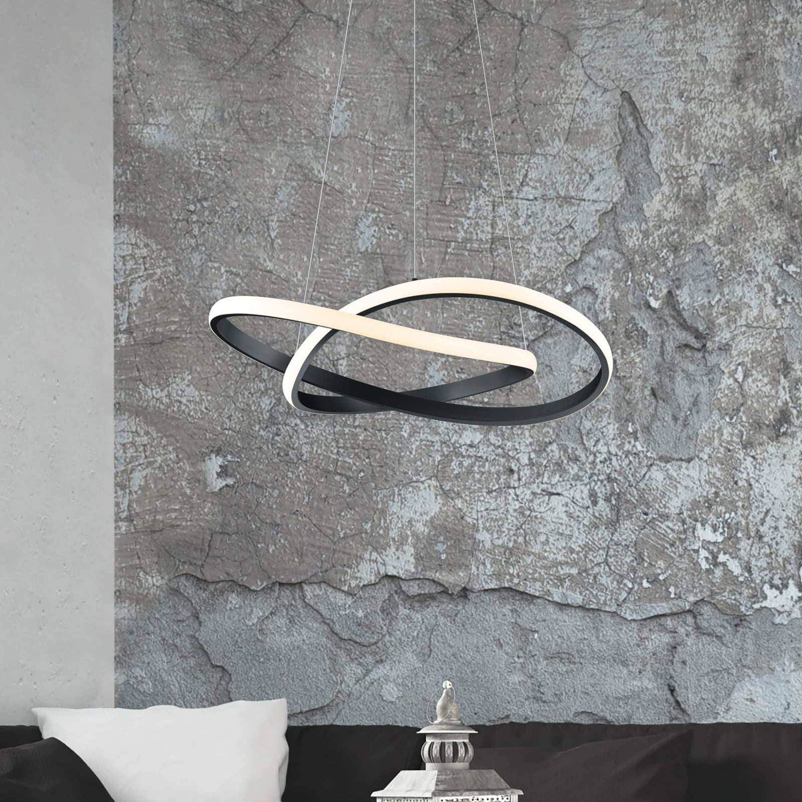 LED pendellampe Course dimbar svart matt Ø60 cm 27,5W forfra