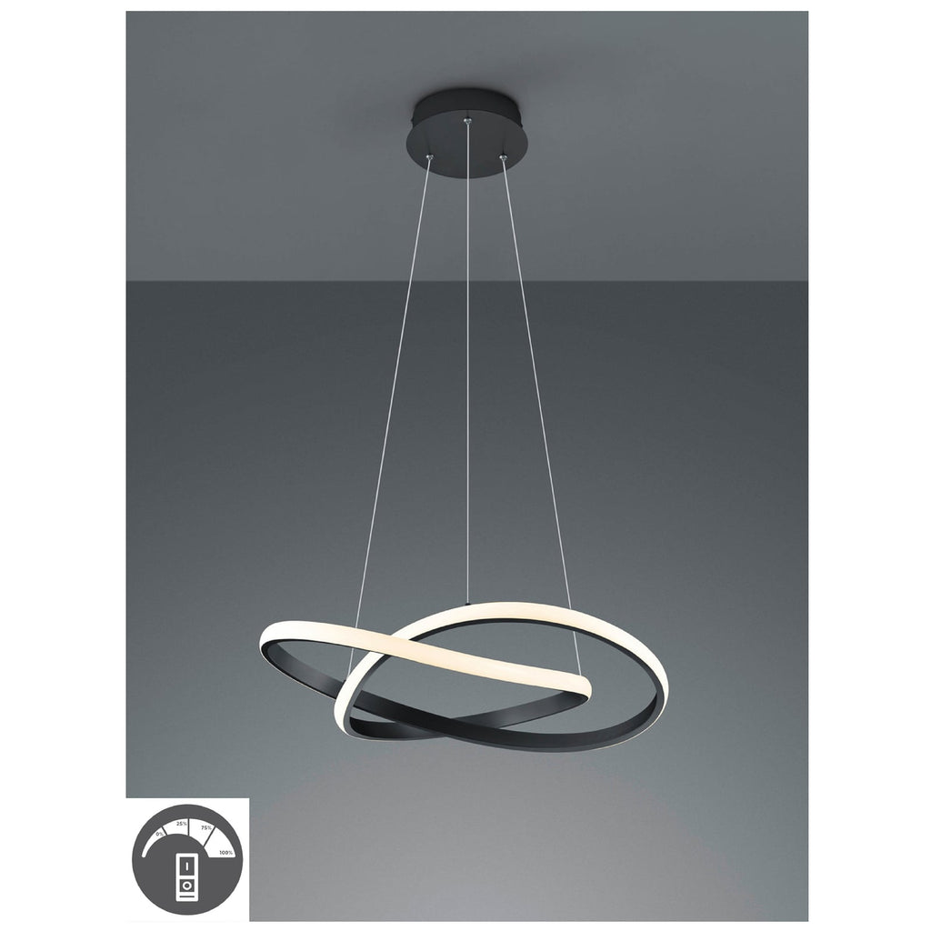 Detaljbilde av LED pendellampe Course dimbar svart matt Ø60 cm 27,5W