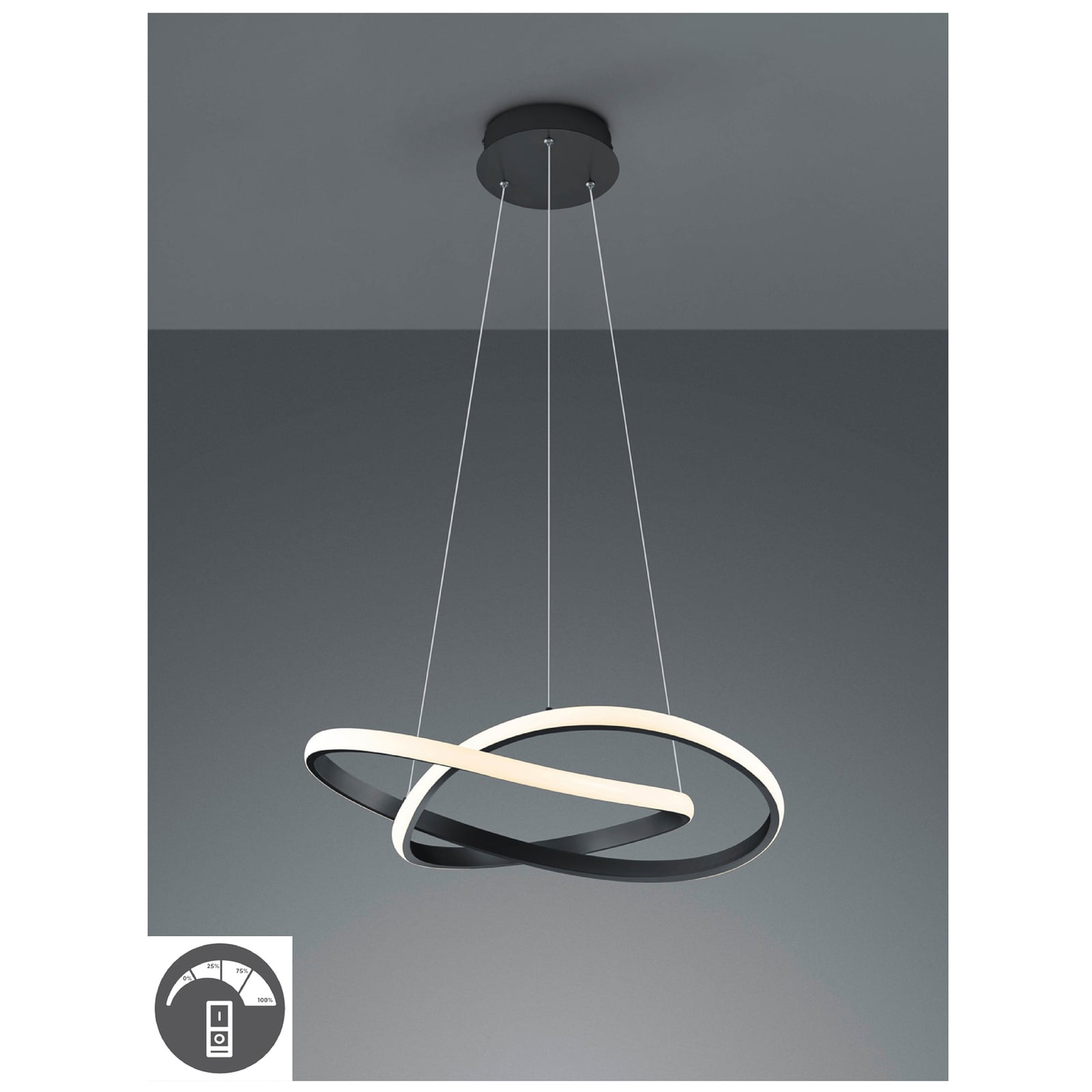 Detaljbilde av LED pendellampe Course dimbar svart matt Ø60 cm 27,5W