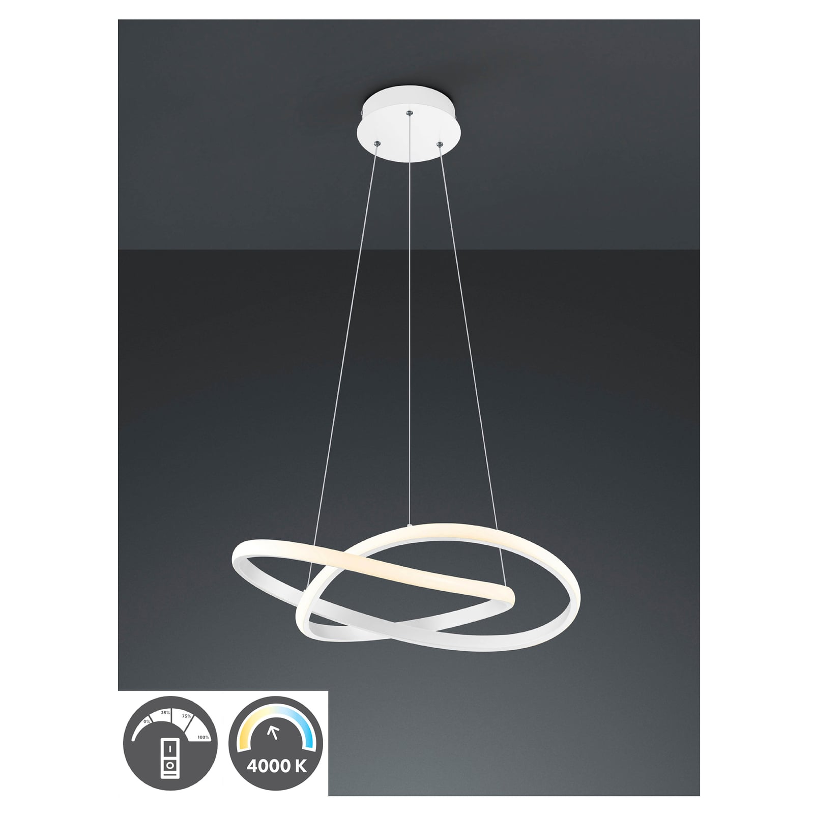 LED pendellampe Course hvit matt Ø60 cm detalj av metallprofil