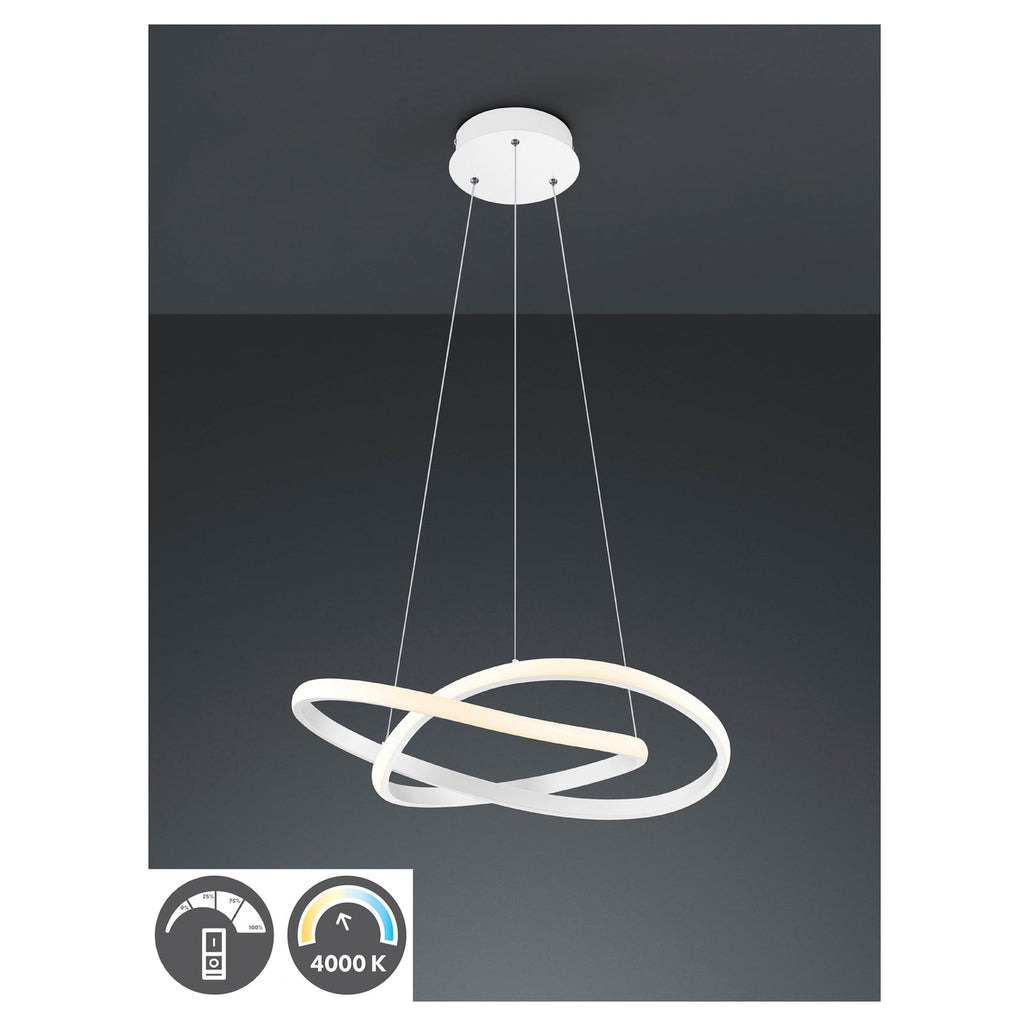 LED pendellampe Course hvit matt Ø60 cm detalj av metallprofil