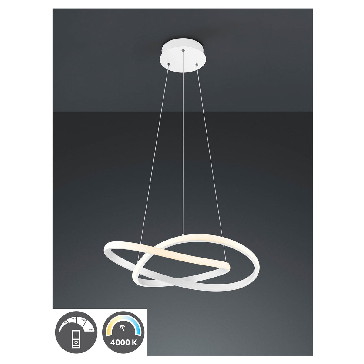 LED pendellampe Course hvit matt Ø60 cm detalj av metallprofil