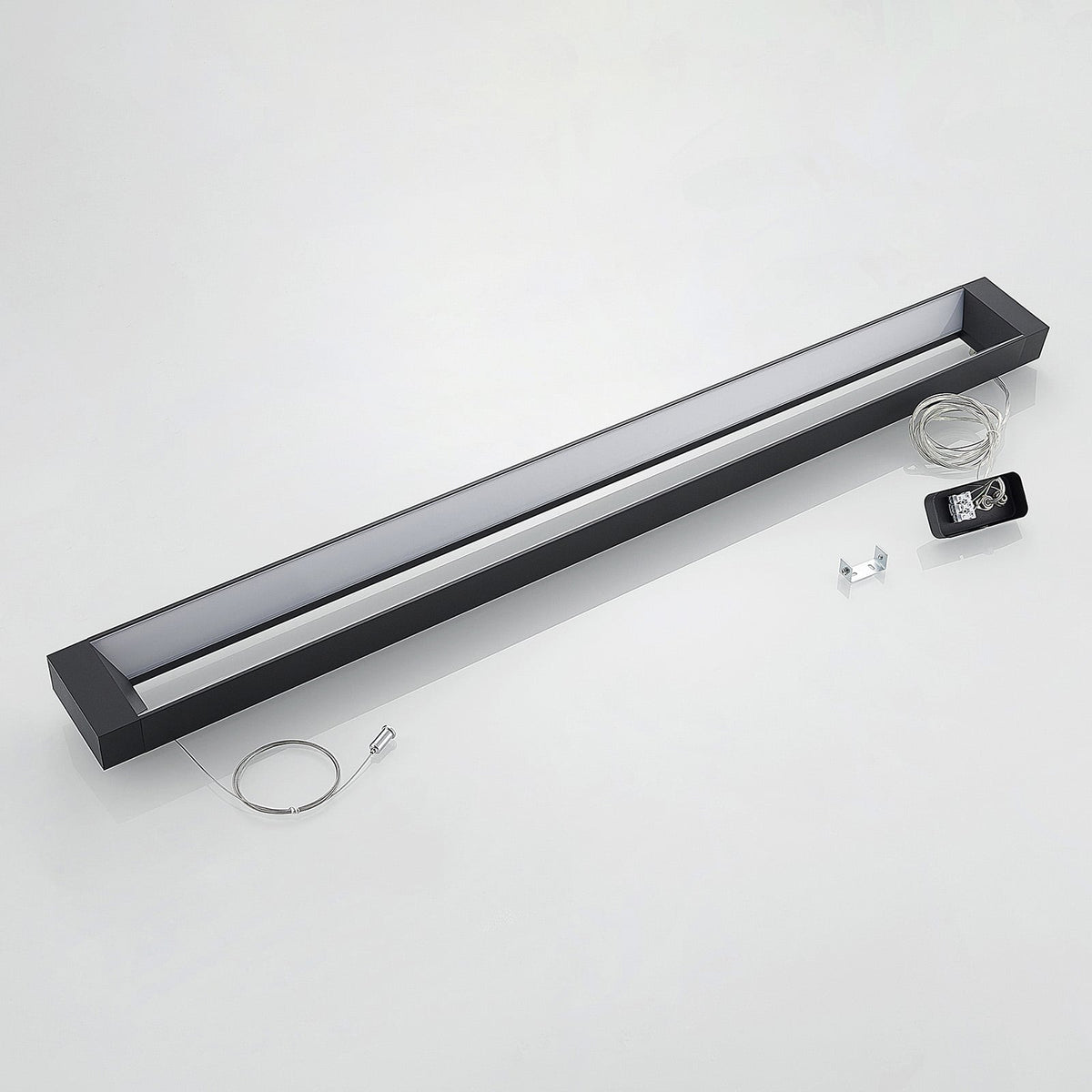 LED pendellampe Cuna svart aluminium 122 cm detalj av fester