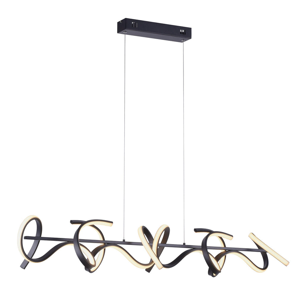 LED pendellampe Curls dimbar svart aluminium sett forfra