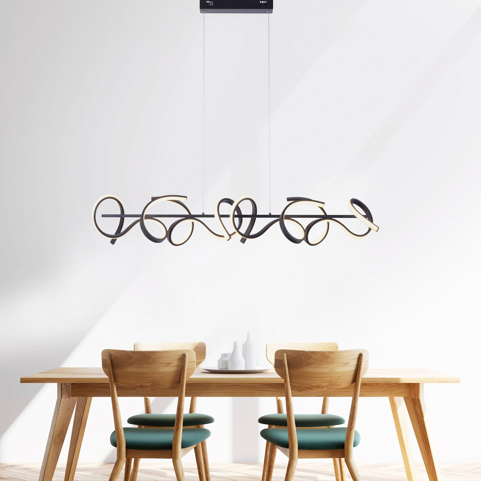 LED pendellampe Curls dimbar svart aluminium bakside