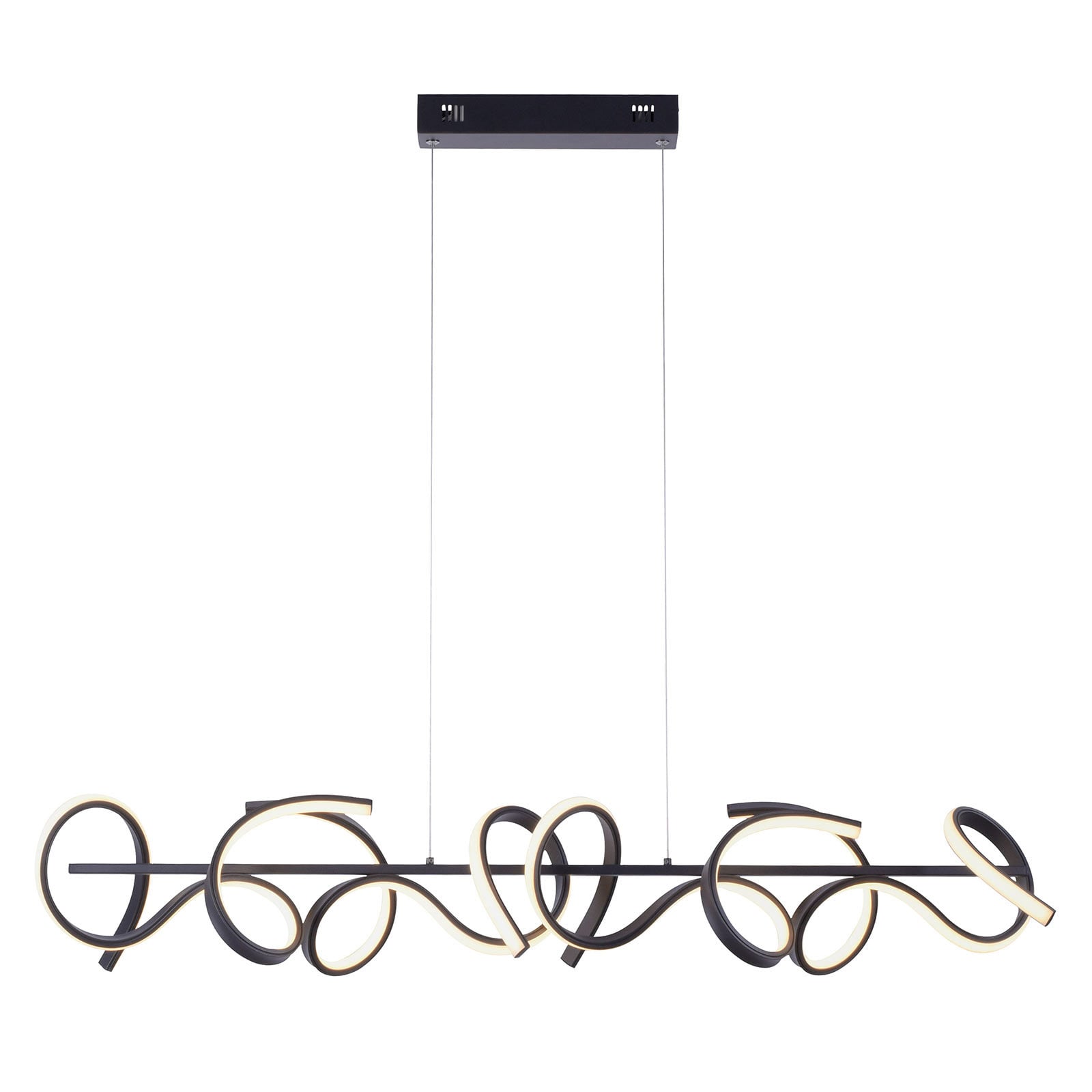 LED pendellampe Curls dimbar svart aluminium detalj av LED-lys