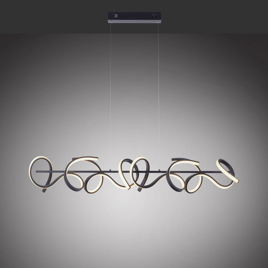 LED pendellampe Curls dimbar svart aluminium nærbilde av materialer