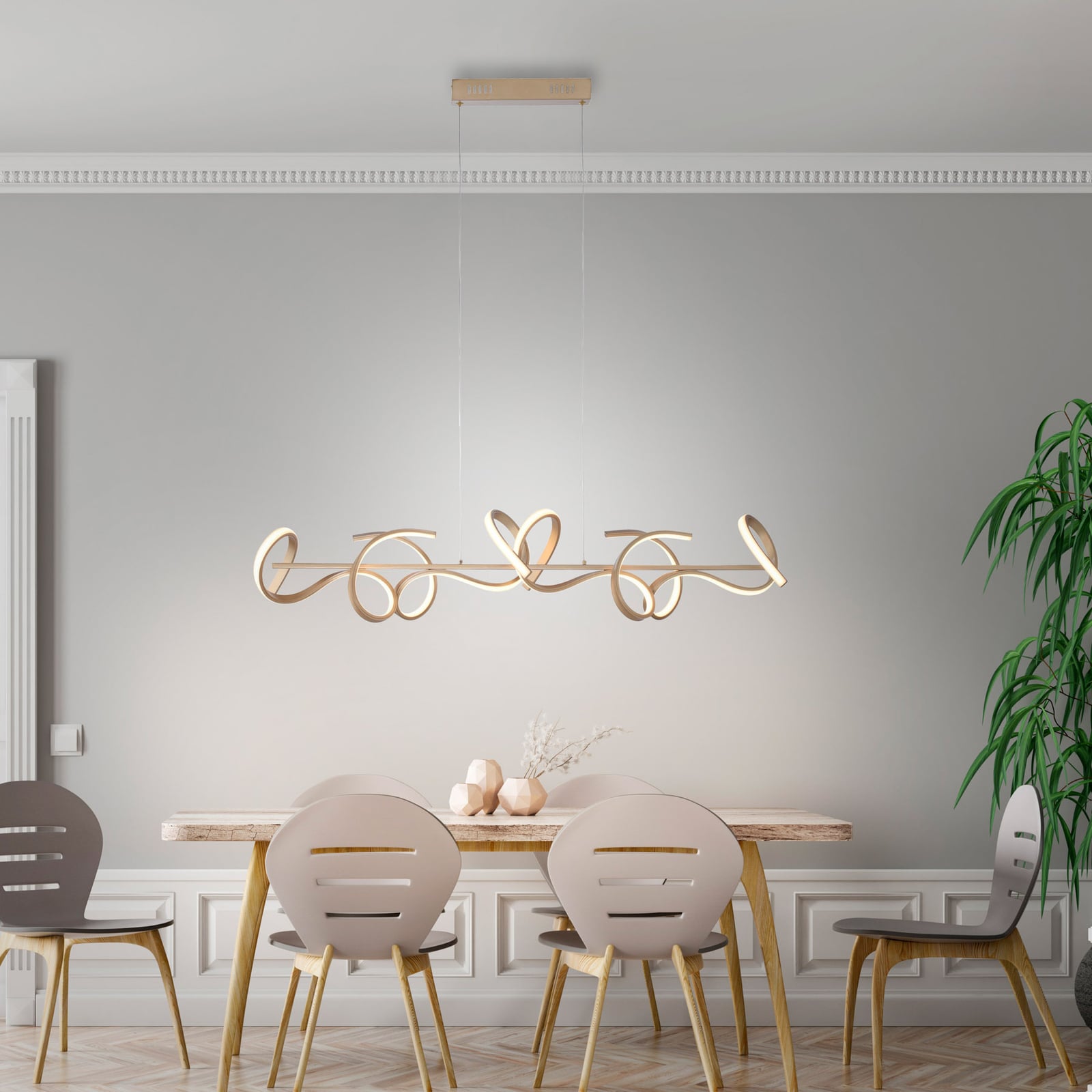 LED pendellampe Curls messing matt detalj