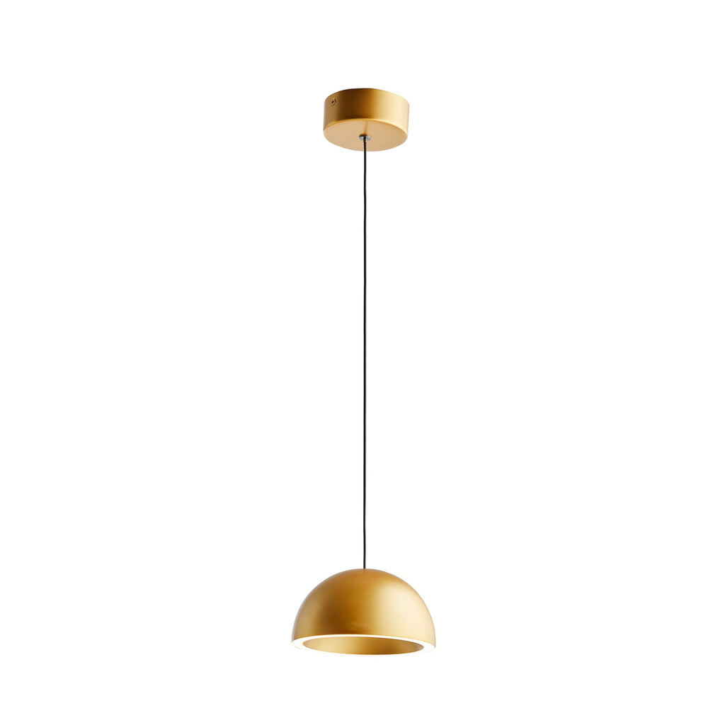Montert LED pendellampe Curve dimbar gullfarget aluminium Ø14 cm i rom