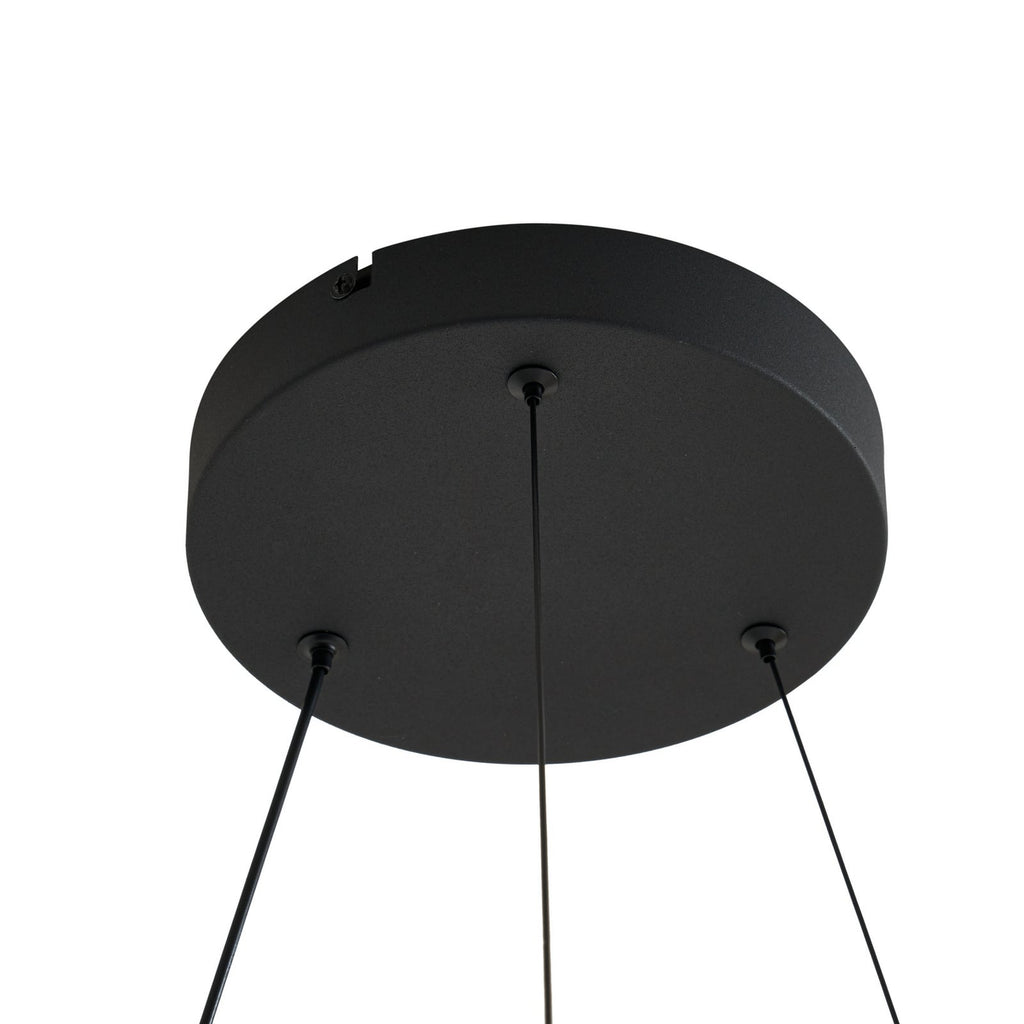 LED pendellampe Daelor svart alu Ø70 cm med lys på