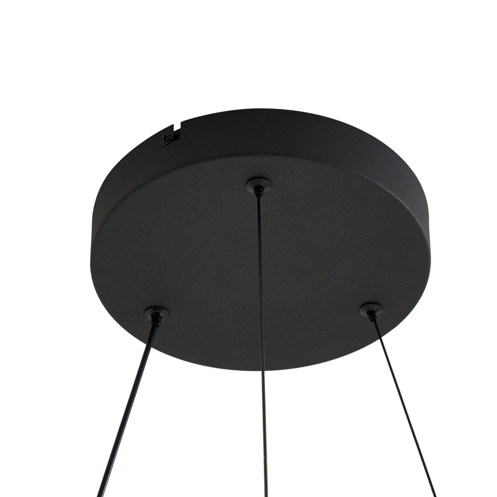 LED pendellampe Daelor svart alu Ø70 cm med lys på