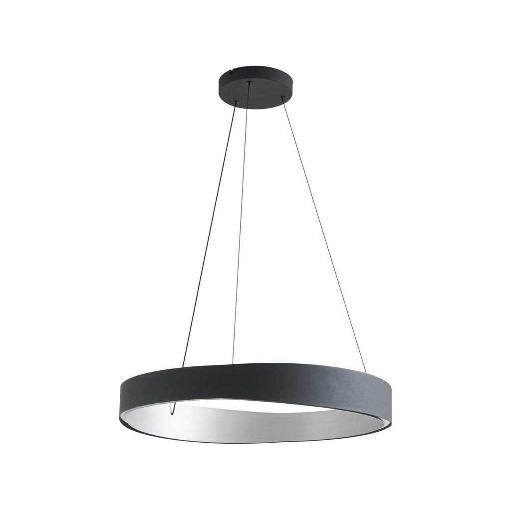 LED pendellampe Daelor svart alu Ø70 cm montert i rom