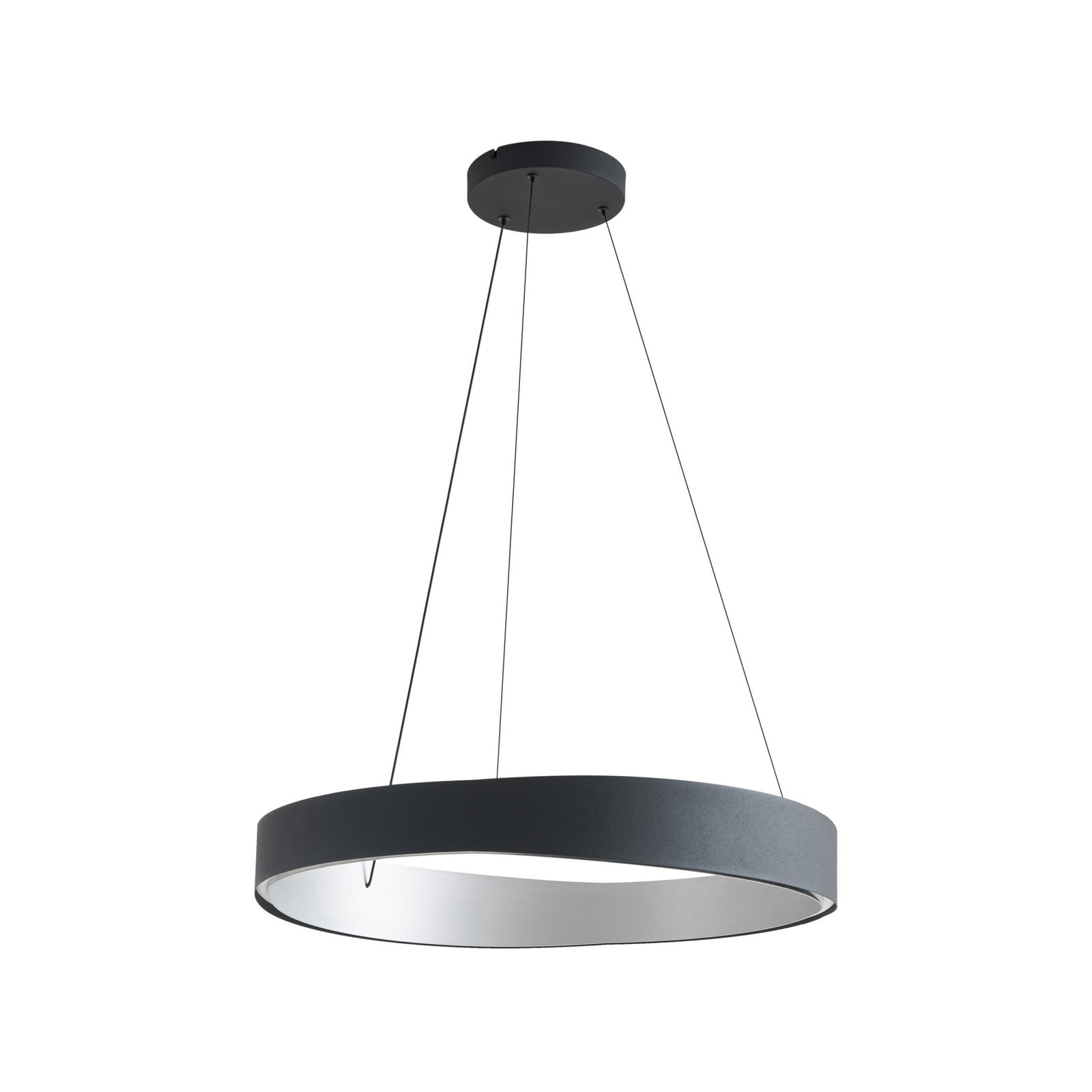 LED pendellampe Daelor svart alu Ø70 cm montert i rom