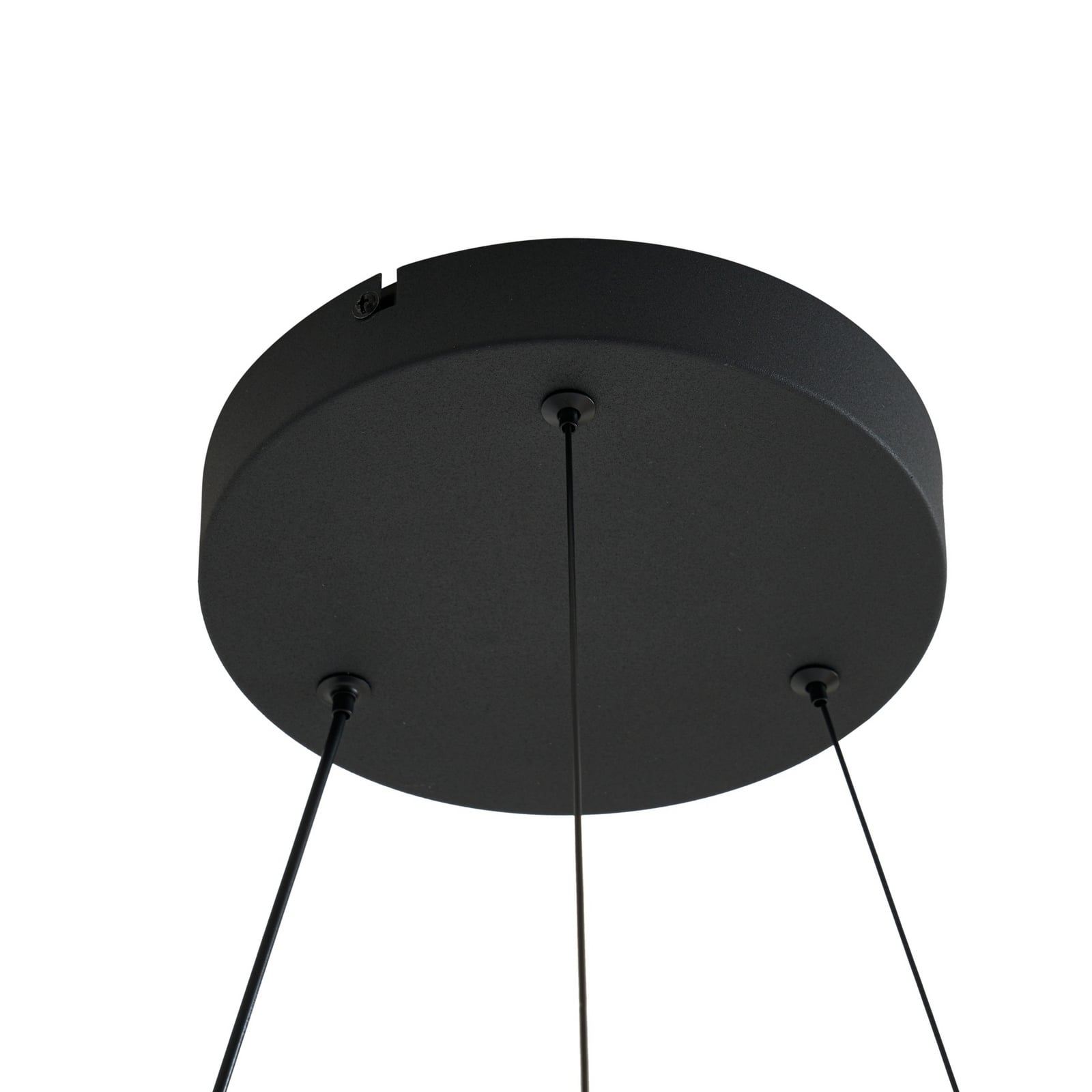 LED pendellampe Daelor svart/tre CCT dimbar Ø70 cm fjernkontroll