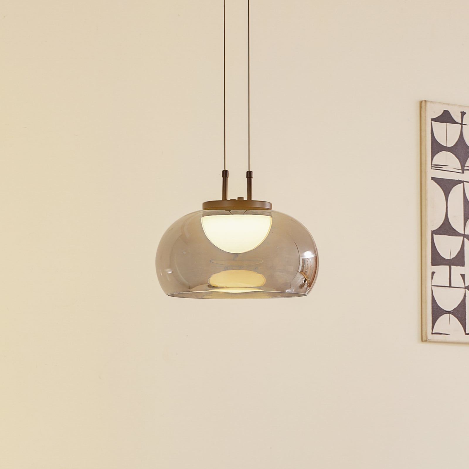 LED pendellampe Dain røykgrå glass Ø28 cm varmhvit forfra