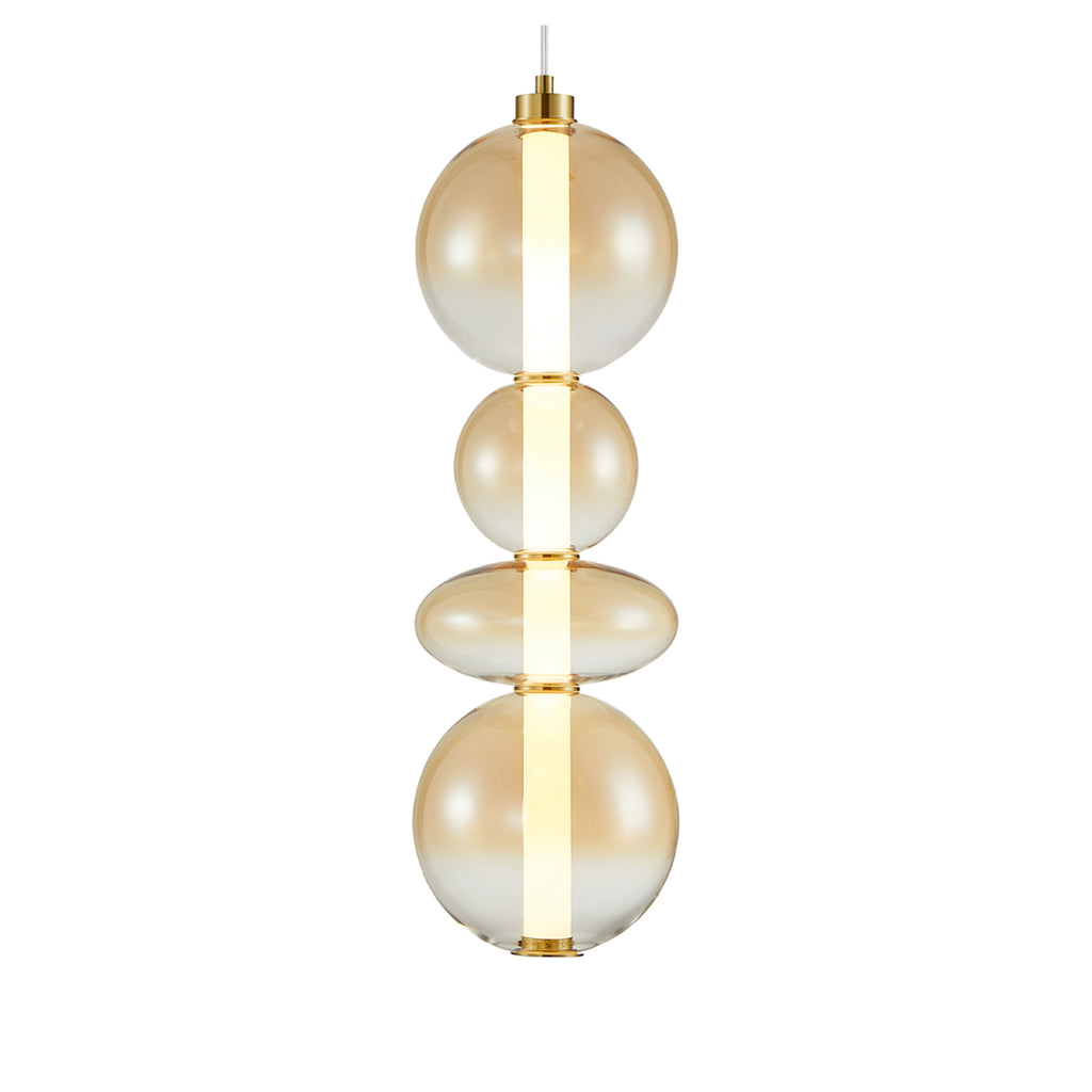 LED pendellampe Daphne glass amber med gyllen glød