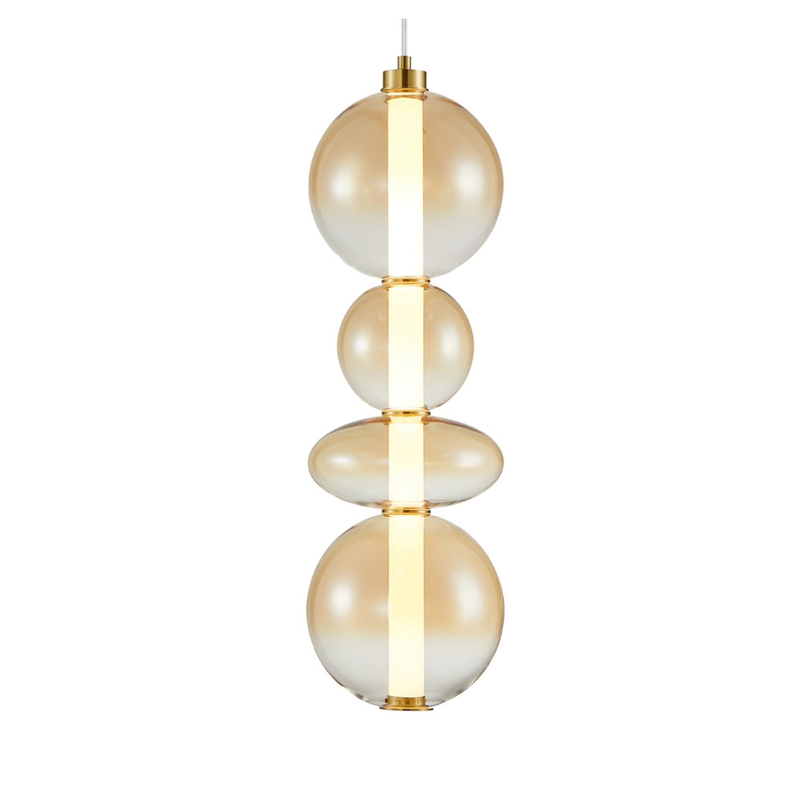 LED pendellampe Daphne glass amber med gyllen glød