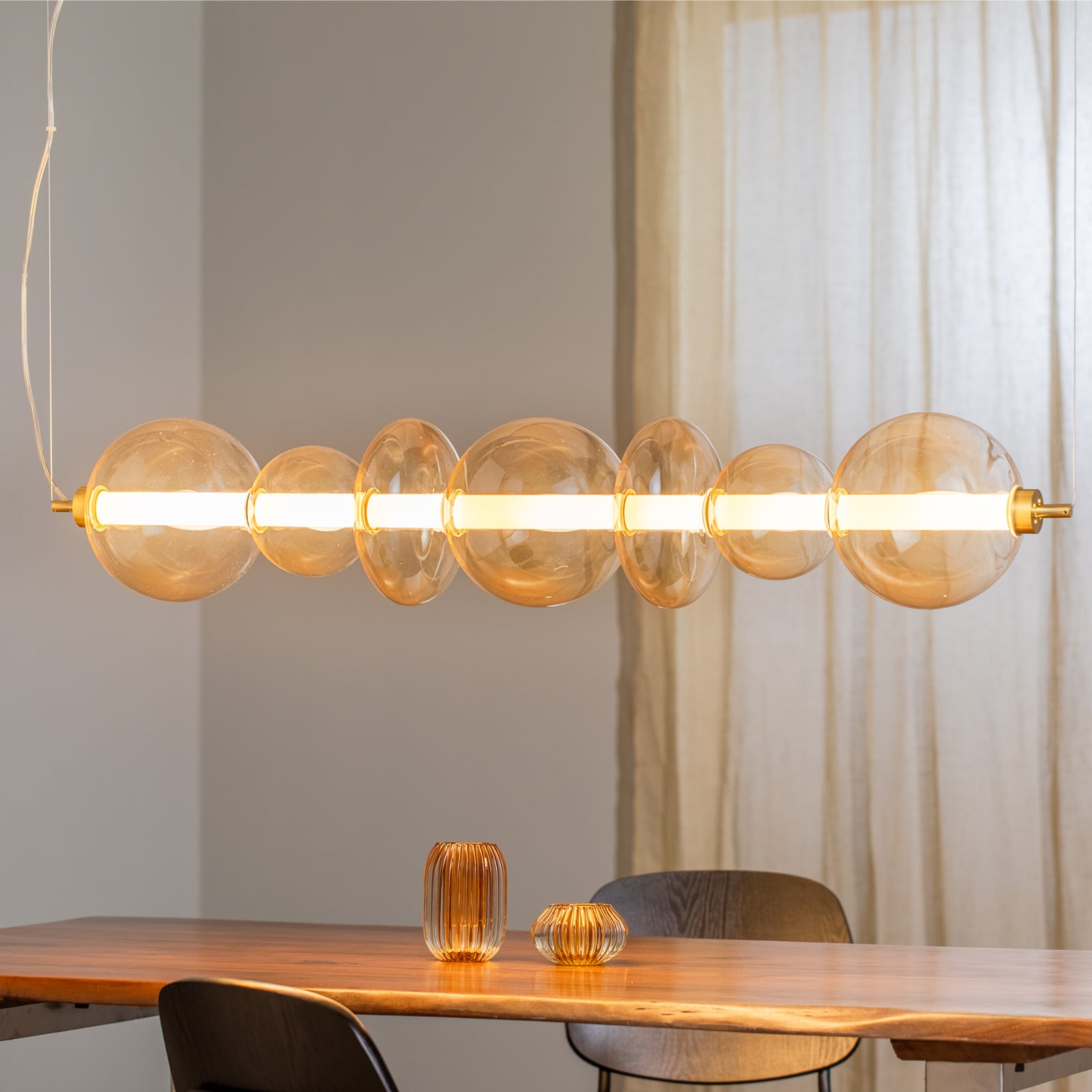 LED pendellampe Daphne glass amber-transparent bakside