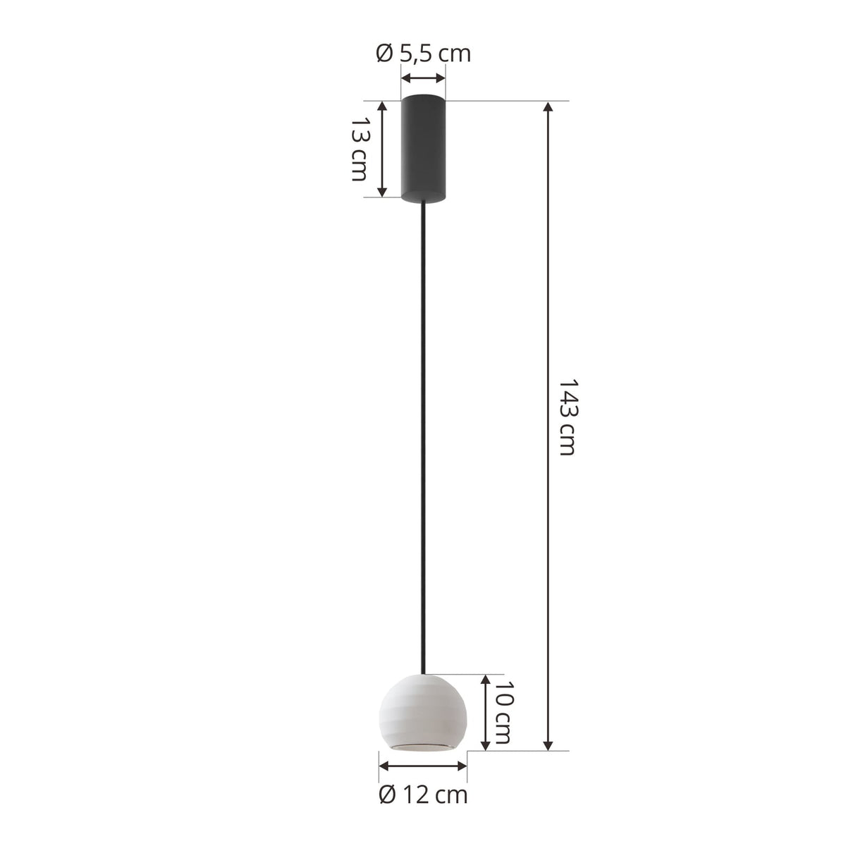 LED pendellampe Darkorin gips hvit montert i rom