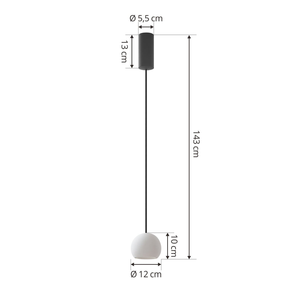 LED pendellampe Darkorin rund gips hvit Ø12 cm 5W montert i rom
