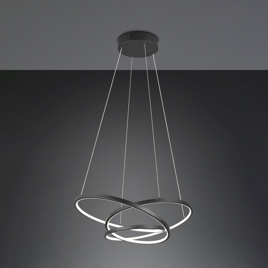LED pendellampe Darvin metall 64 cm CCT dimbar svart matt bakside