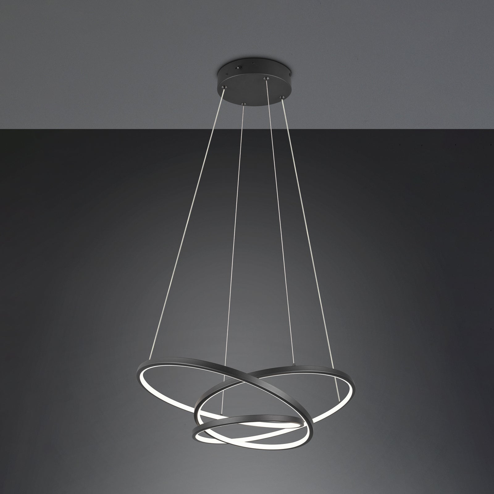 LED pendellampe Darvin metall 64 cm CCT dimbar svart matt bakside