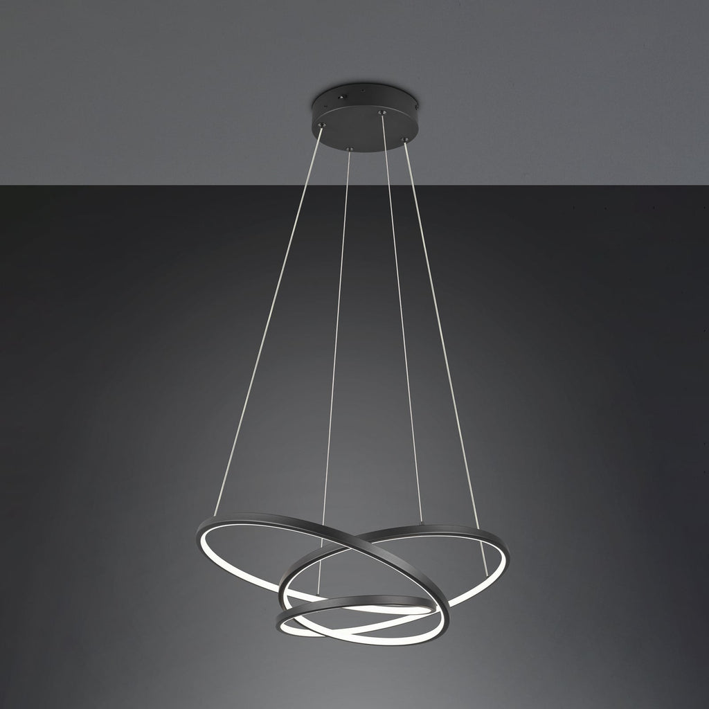 LED pendellampe Darvin metall 64 cm CCT dimbar svart matt bakside