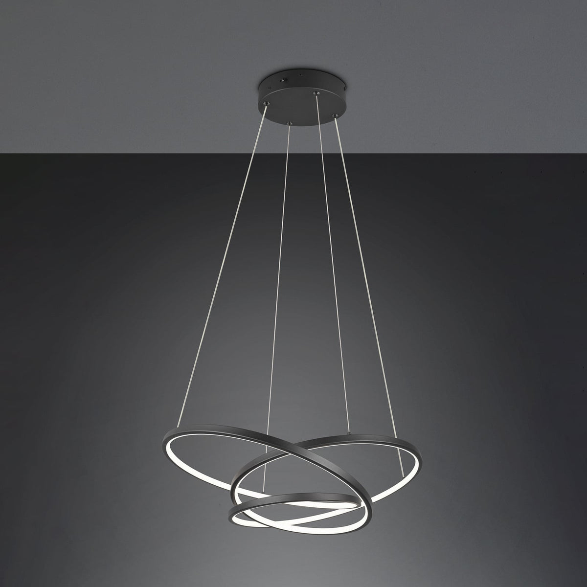 LED pendellampe Darvin metall 64 cm CCT dimbar svart matt bakside