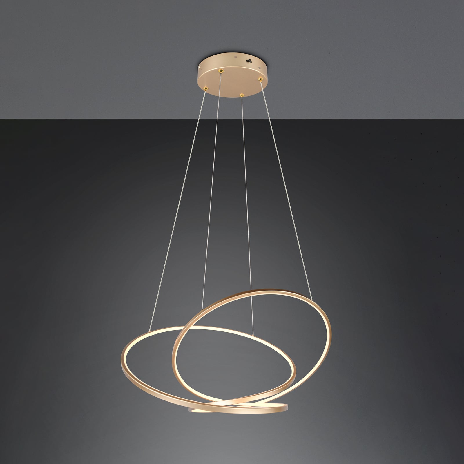 LED pendellampe Darvin 84 cm gull matt CCT dimbar 52W detalj av metallspiral