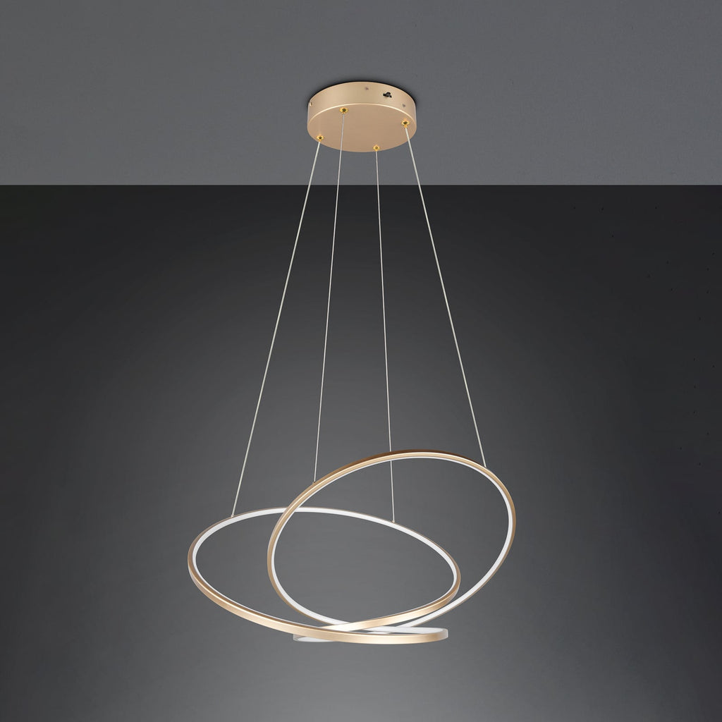 LED pendellampe Darvin 84 cm gull matt CCT dimbar 52W montert i rom