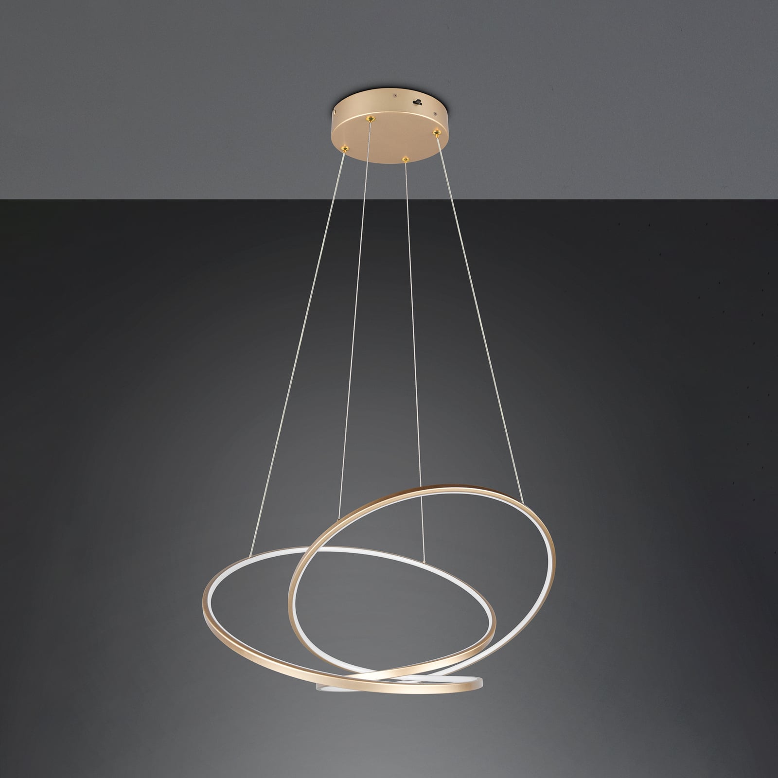 LED pendellampe Darvin 84 cm gull matt CCT dimbar 52W montert i rom