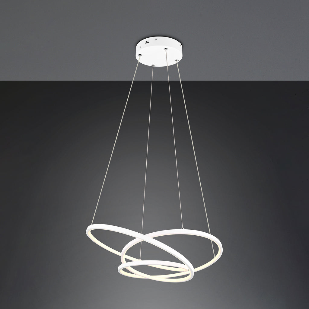 LED pendellampe Darvin dimbar CCT matt hvit 64 cm 34W detalj metallspiral