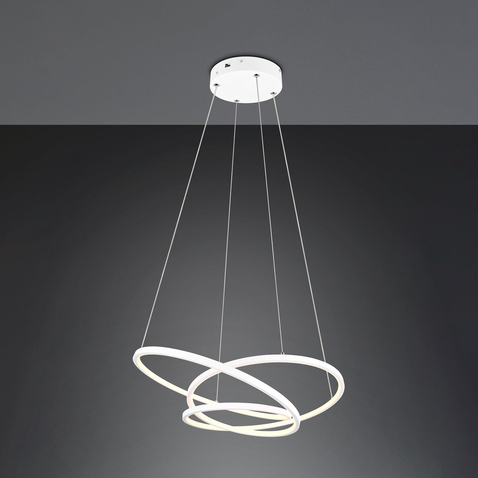 LED pendellampe Darvin dimbar CCT matt hvit 64 cm 34W detalj metallspiral