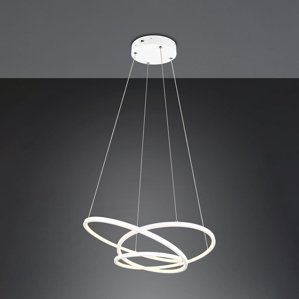 LED pendellampe Darvin dimbar CCT matt hvit 64 cm 34W detalj metallspiral