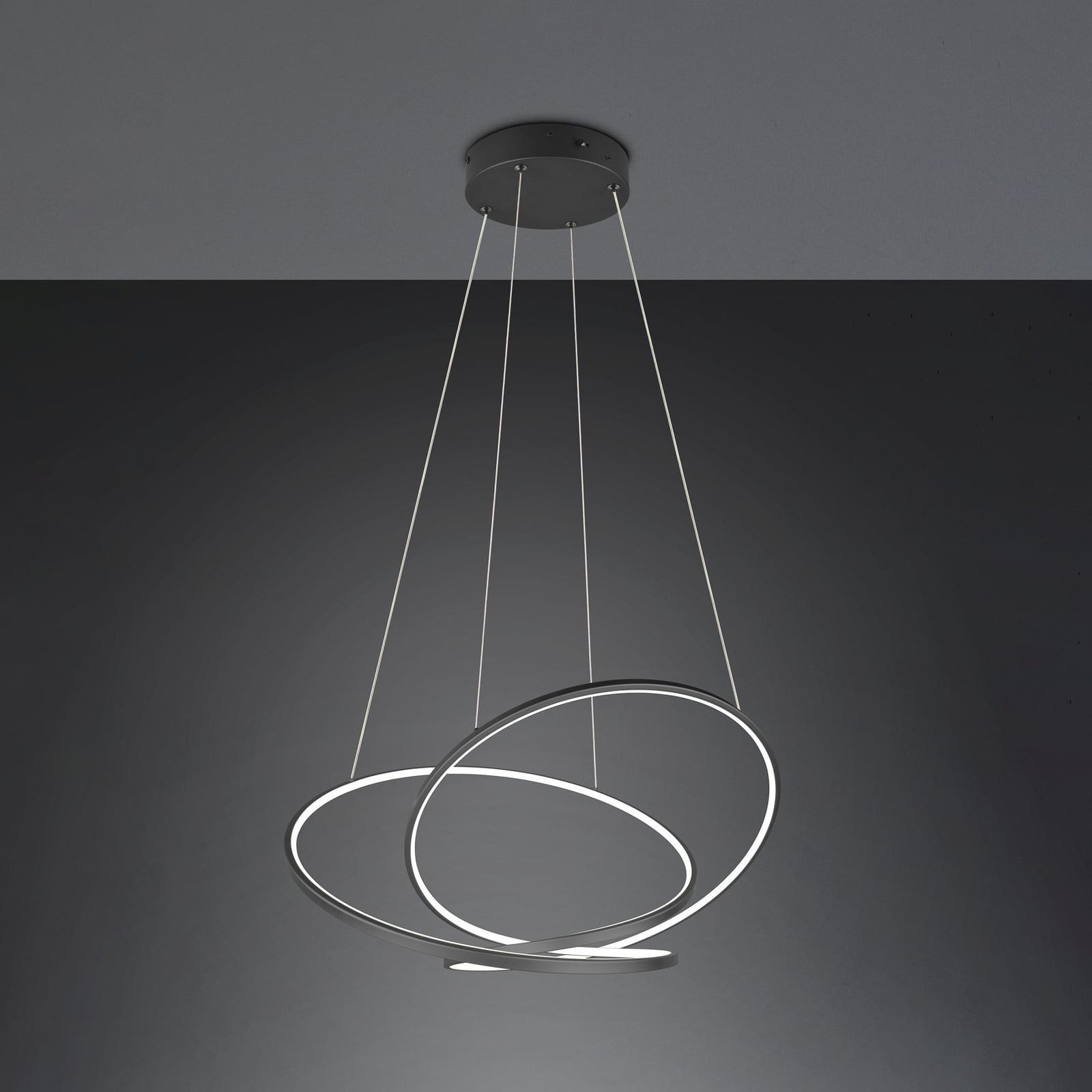 LED pendellampe Darvin dimbar CCT svart matt 84 cm bakside