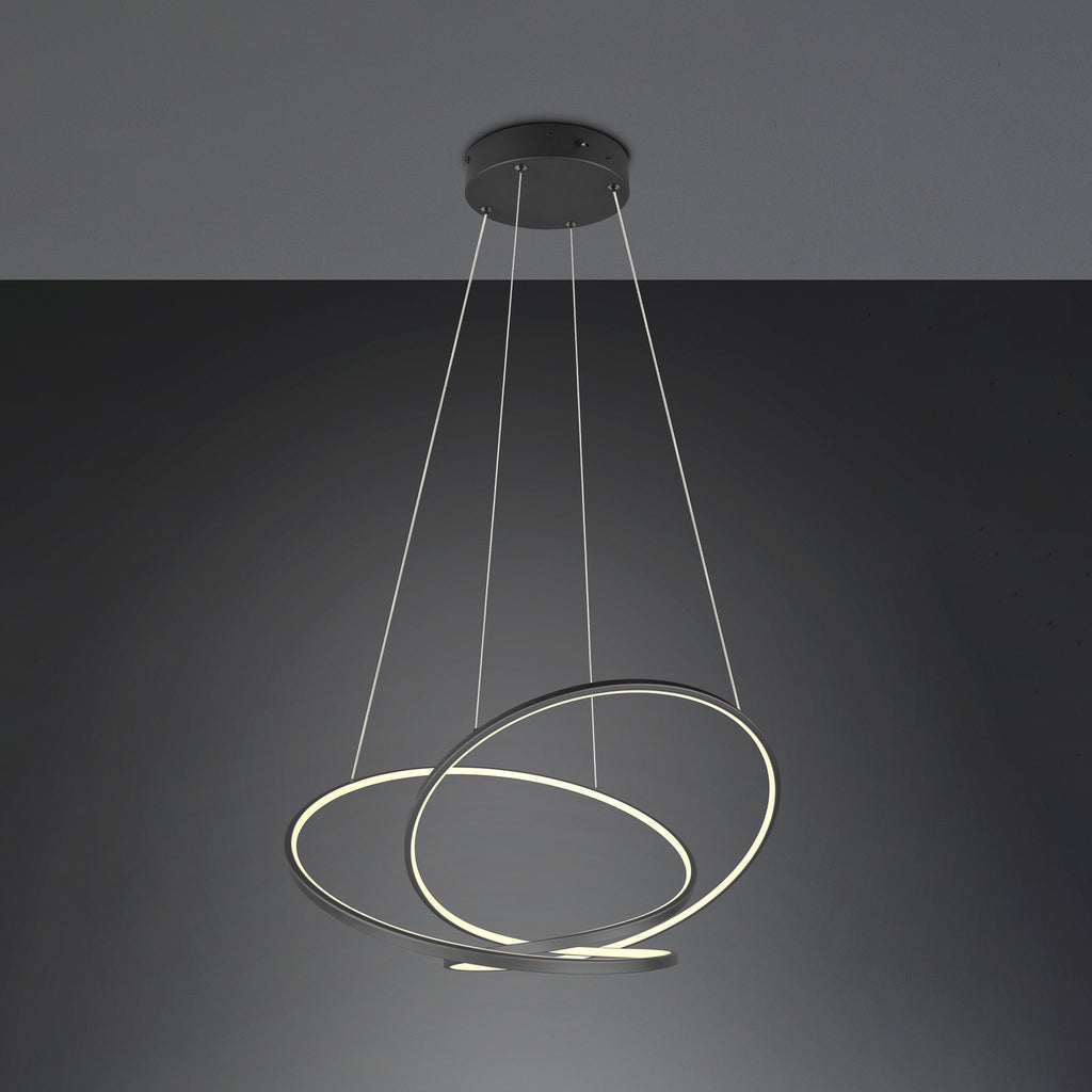 LED pendellampe Darvin dimbar CCT svart matt 84 cm detalj