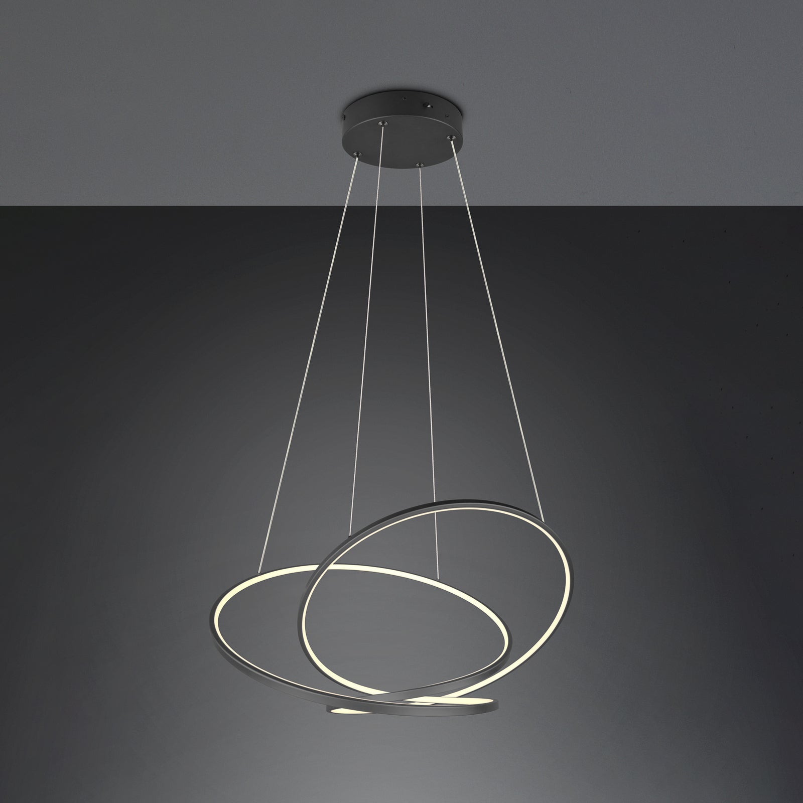 LED pendellampe Darvin dimbar CCT svart matt 84 cm detalj