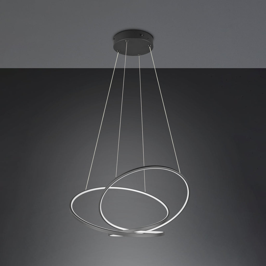 LED pendellampe Darvin dimbar CCT svart matt 84 cm montert