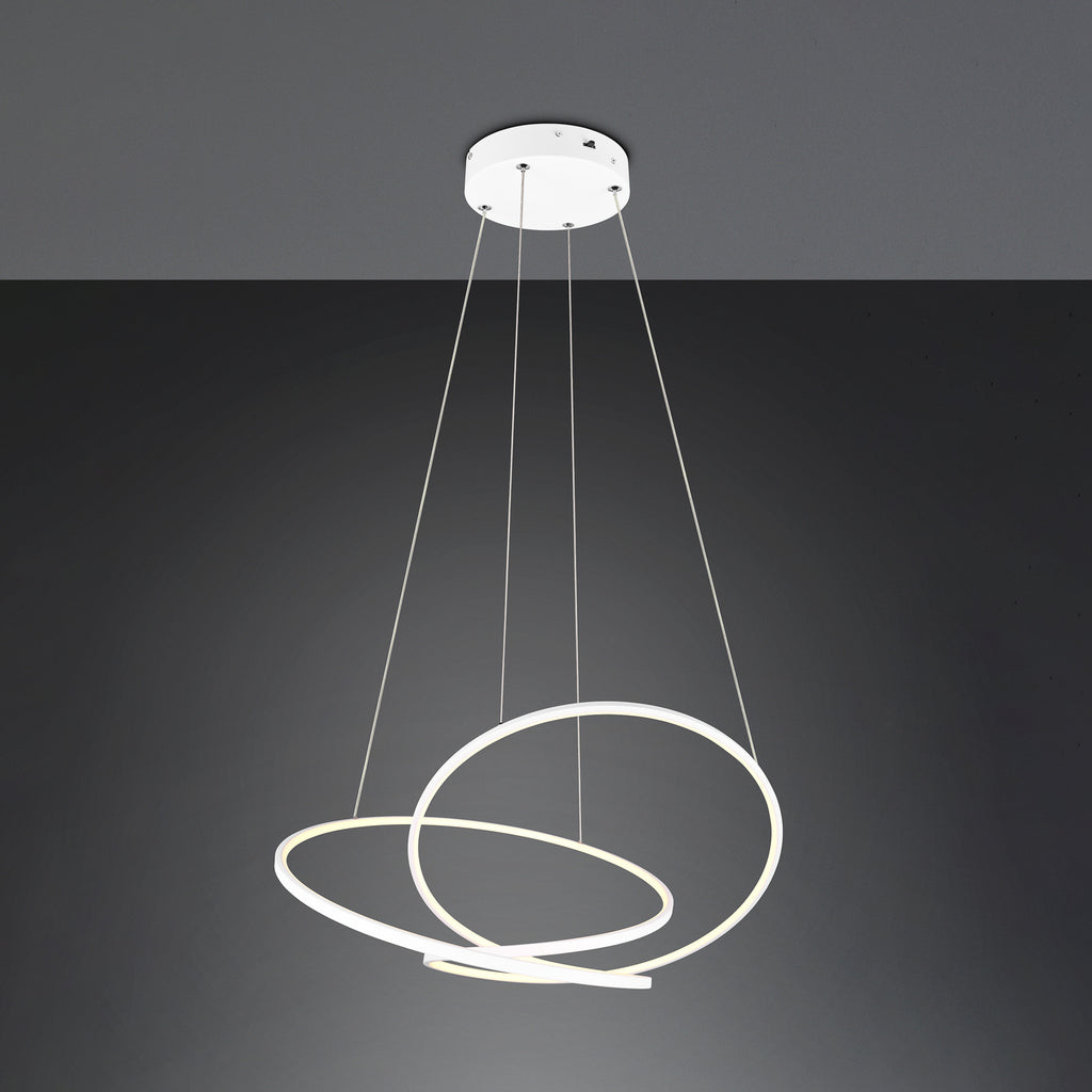 Detalj av LED pendellampe Darvin matt hvit metall CCT dimbar