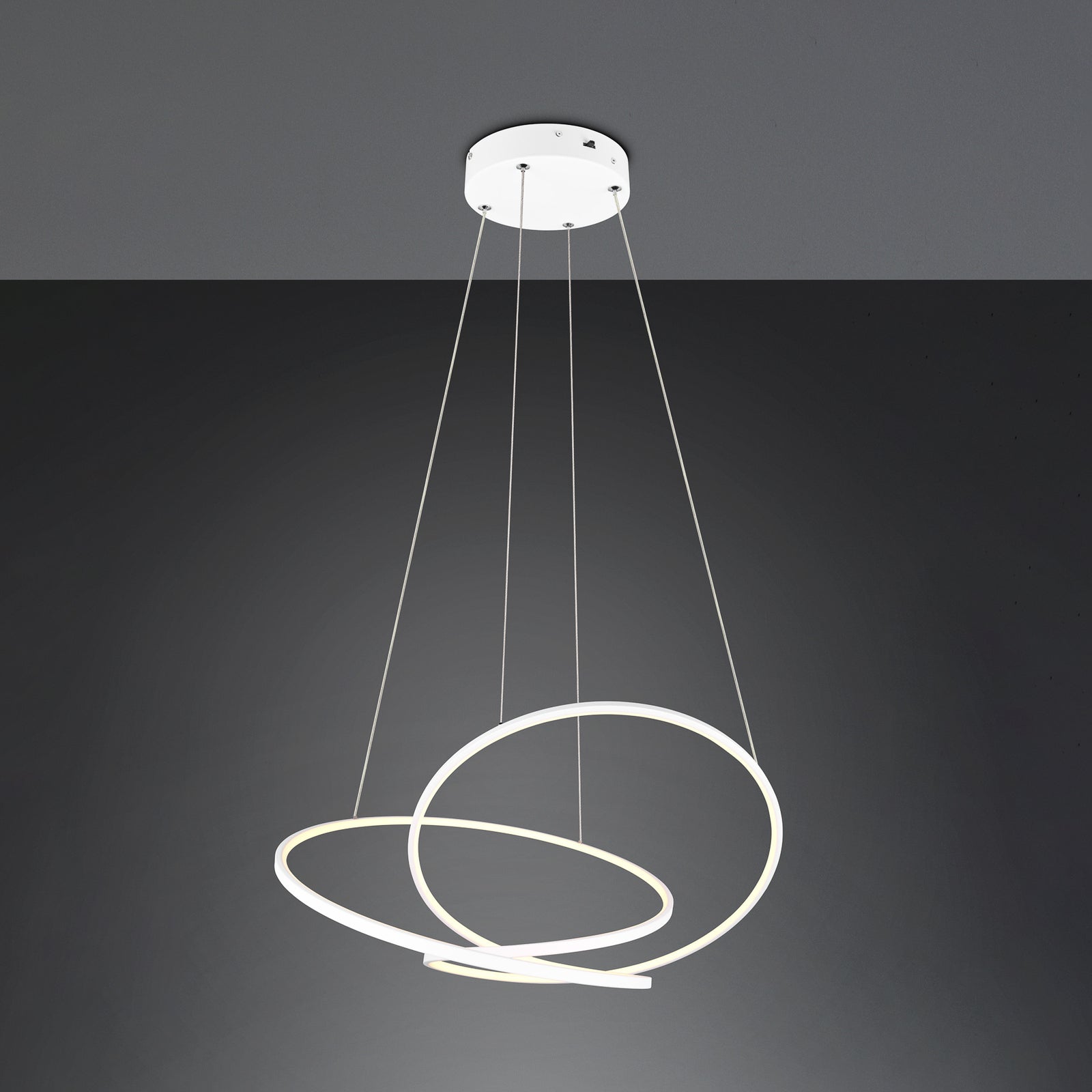 Detalj av LED pendellampe Darvin matt hvit metall CCT dimbar