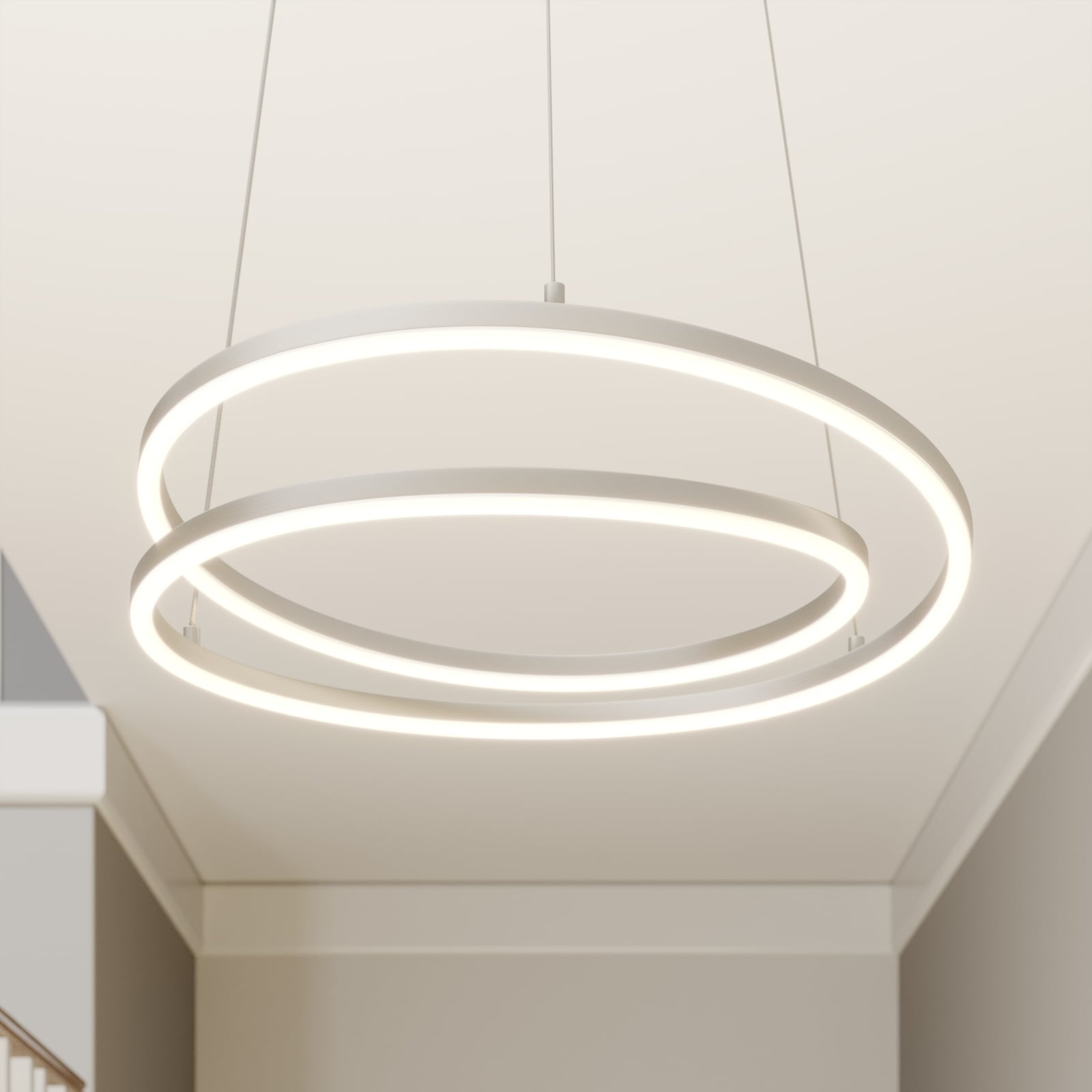 LED pendellampe Davian matt nikkel Ø49 cm forfra