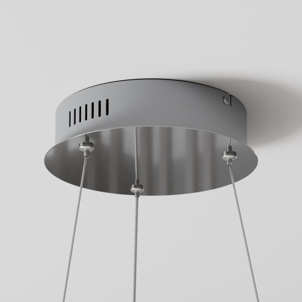 LED pendellampe Davian matt nikkel Ø49 cm montert i rom